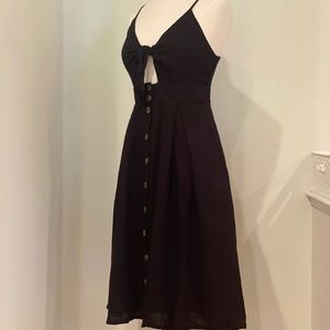 Lulu’s Black Button down/Tie Cut Out Midi Dress